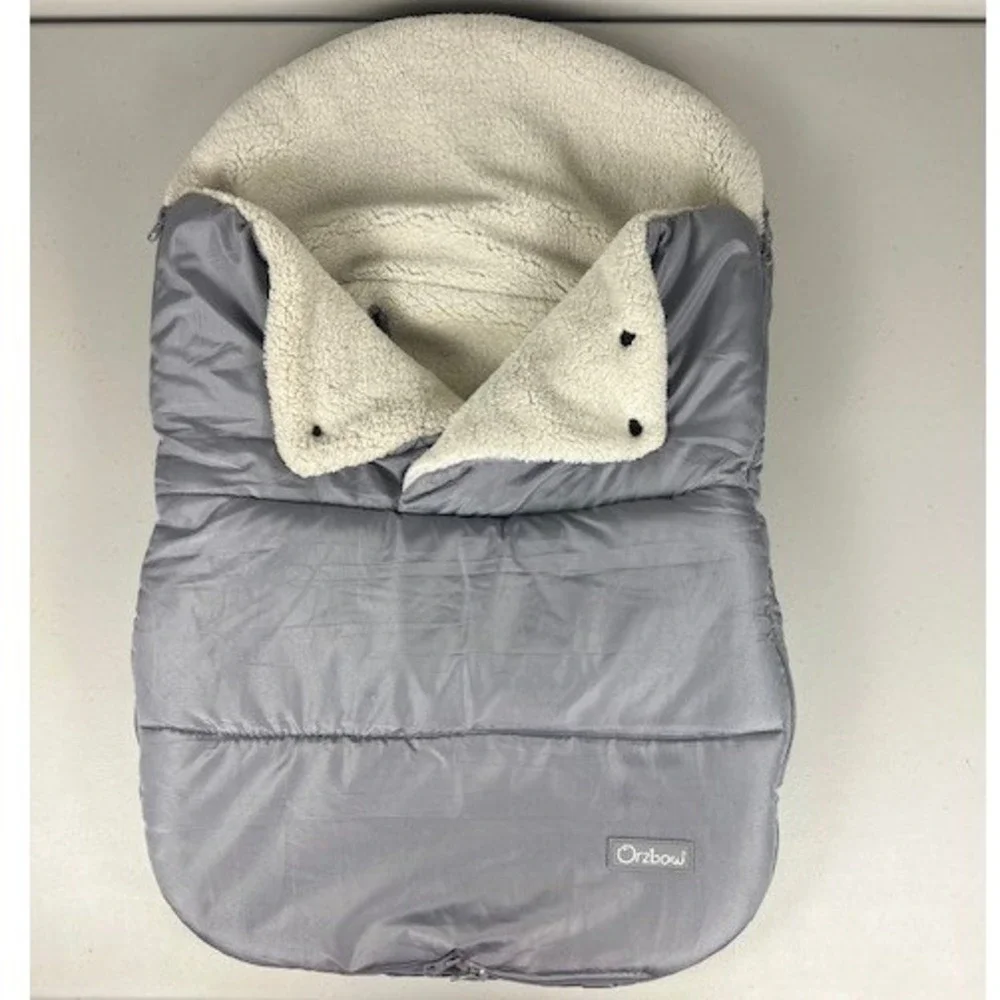 Orzbow Universal Stroller Footmuff Bunting Bag Grey‎ Sherpa Lined Winter Cover